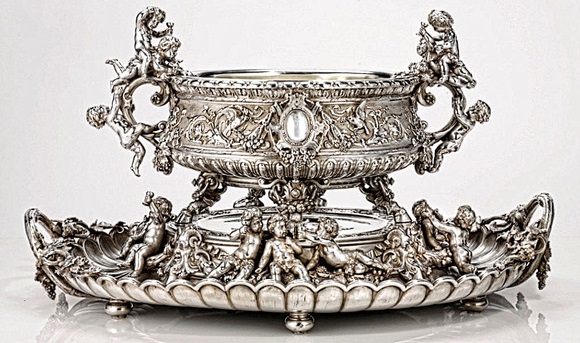 старинное царсое серебро мастерская Сазиков ваза декоративная