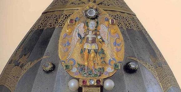 военный антиквариат шлем царя Алексея Михайловича 1621 г. (фрагмент) 