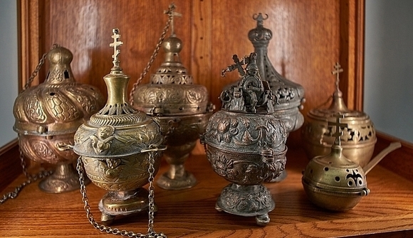старинная русская антикварная бронза церковное кадило лампады