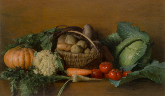 старинная картина русский совесткий художник Горохов И.Л. Натюрморт с овощами