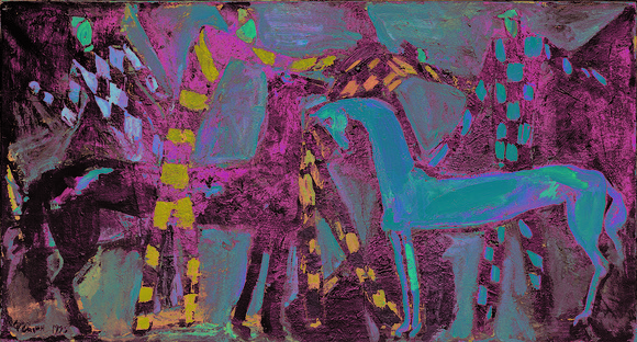 советский художник Моисей Фейгин картина Арлекины и кони 1995 авангард